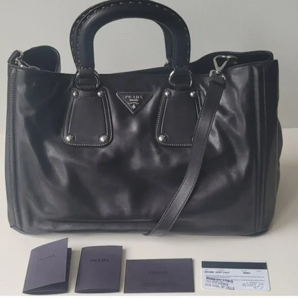 PRADA Soft Calf Leather Black  Crossbody Bag - Picture 9 of 11